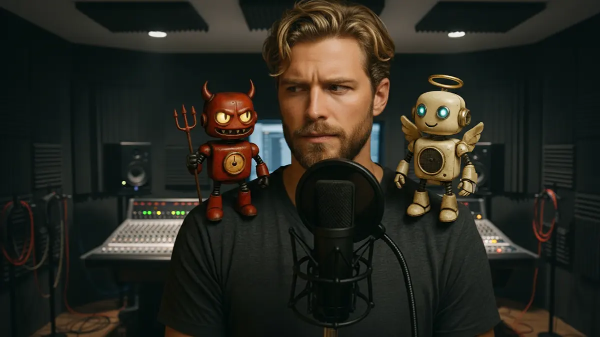 Audio-Sprecher mit Teufel und Engel Robotern